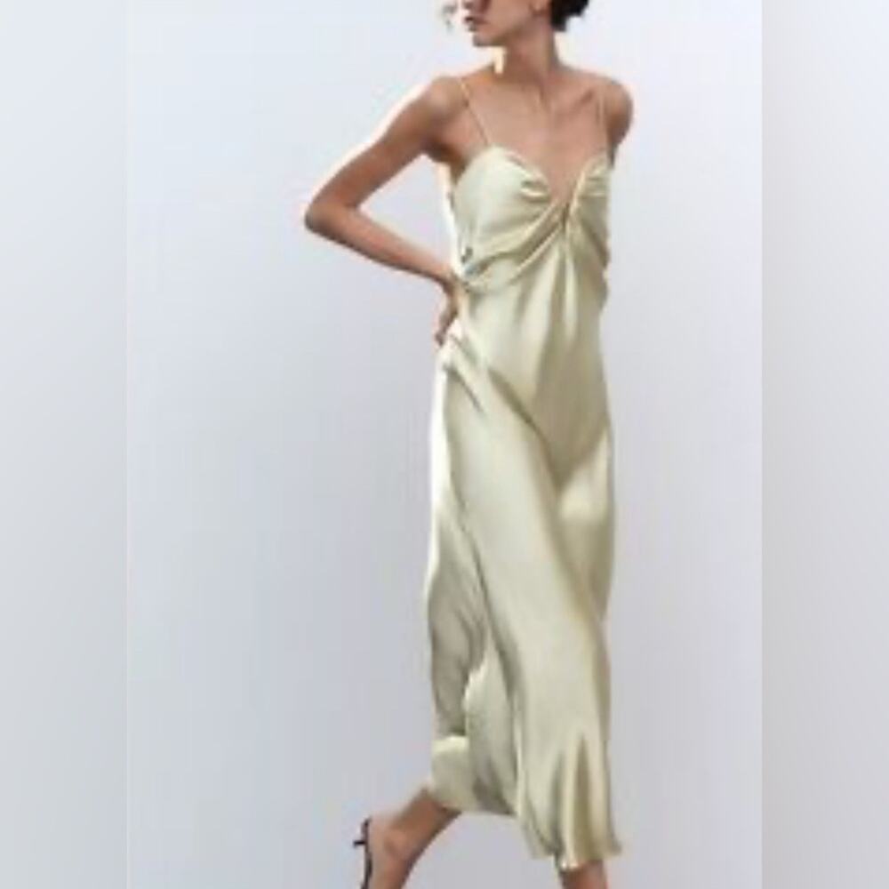 NWT- Zara- Sweetheart Neckline Satin Effect Dress- M